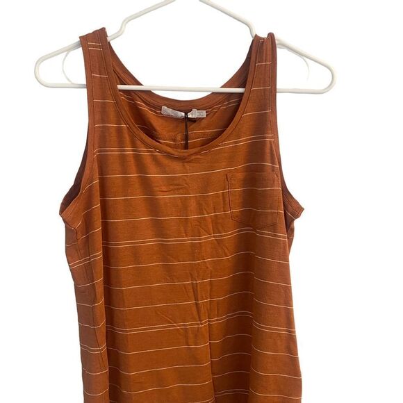 Prana Foundation Scoop Neck Copper Heather Stripe Sleeveless Tank Sz S - Picture 1 of 9